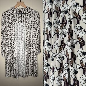 Boutique Print Brown Black Cream Duster Cardigan-‎ O/S